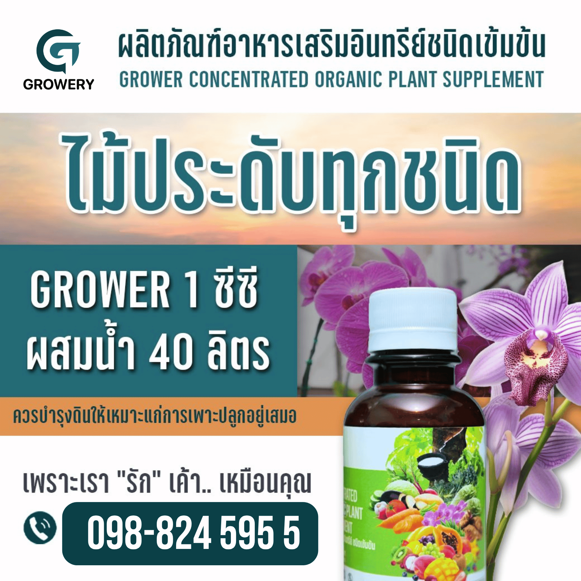 อาหารเสริมพืชอินทรีย์เข้มข้น Growery 12